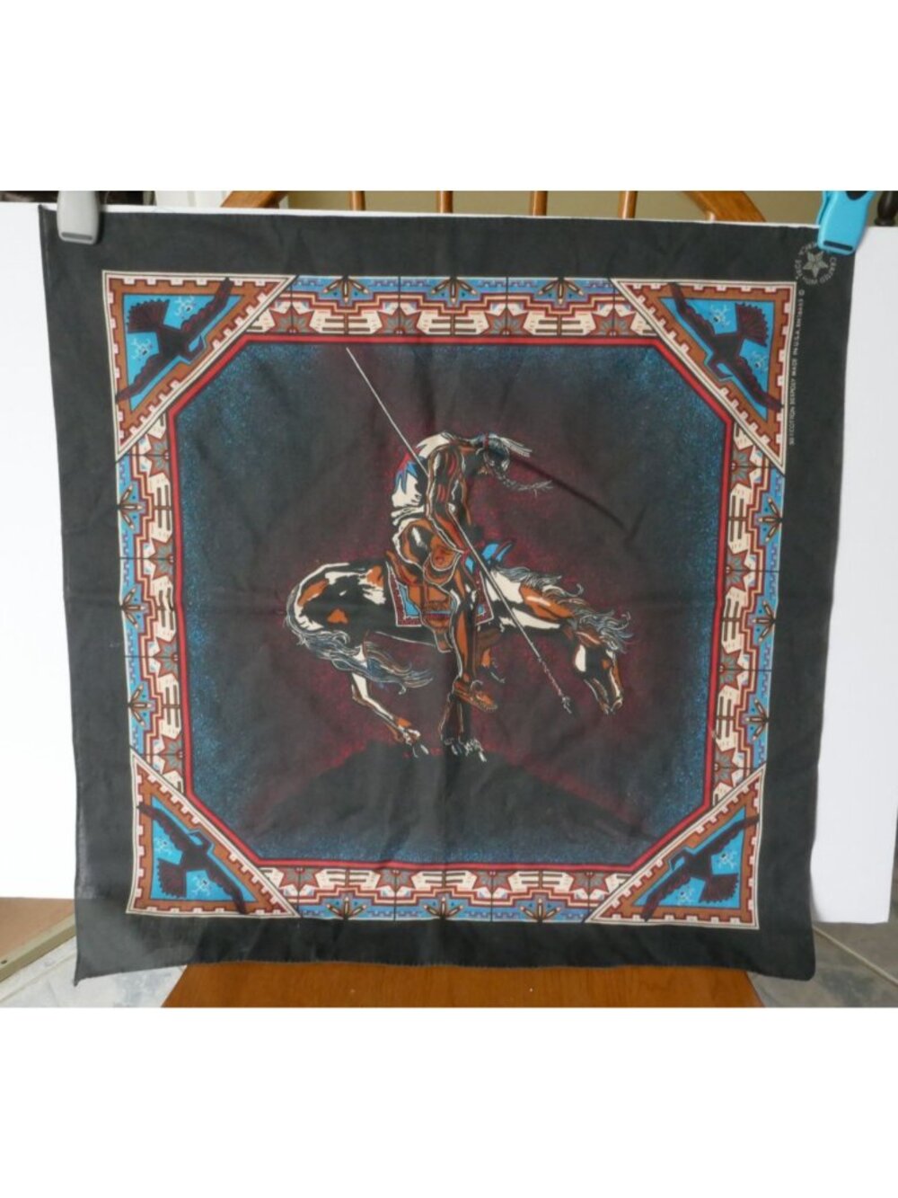 Vintage 80s End of the Trail Native American Bandana Crafted With Pride USA RN 1